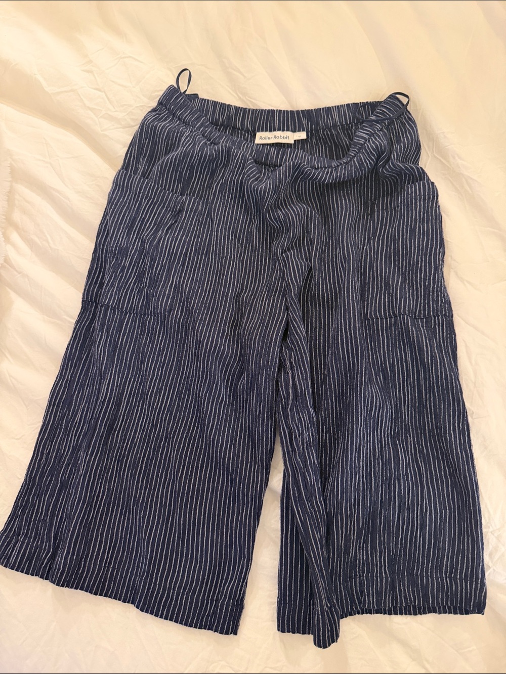 Roller Rabbit Girls' Navy Striped Cropped Wide-Leg Pants